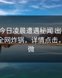 明星在今日凌晨遭遇秘闻 出乎意料，微密圈全网炸锅，详情点击，明星微微