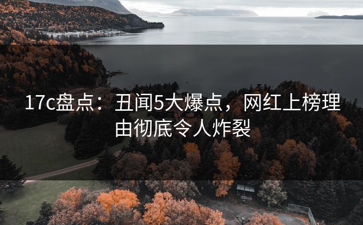 17c盘点：丑闻5大爆点，网红上榜理由彻底令人炸裂