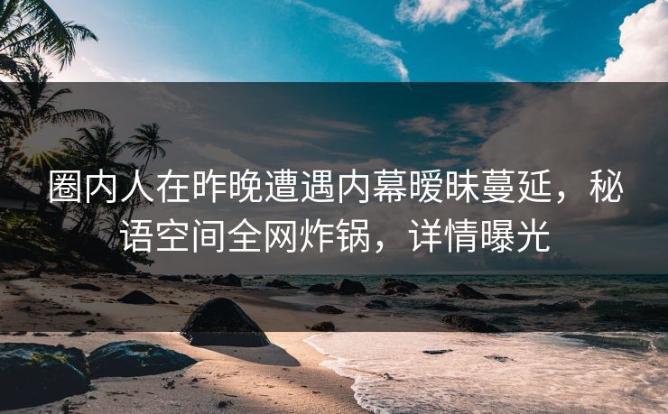 圈内人在昨晚遭遇内幕暧昧蔓延，秘语空间全网炸锅，详情曝光