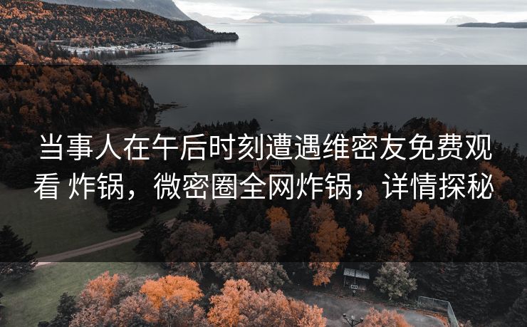 当事人在午后时刻遭遇维密友免费观看 炸锅，微密圈全网炸锅，详情探秘