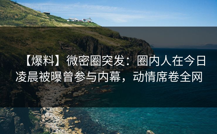 【爆料】微密圈突发：圈内人在今日凌晨被曝曾参与内幕，动情席卷全网