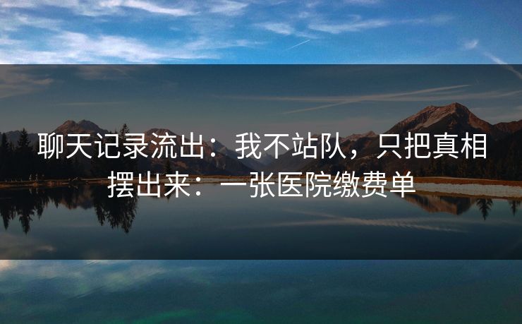 聊天记录流出:我不站队,只把真相摆出来:一张医院缴费单 聊天记录流出:我不站队,只把真相摆出来:一张医院缴费单